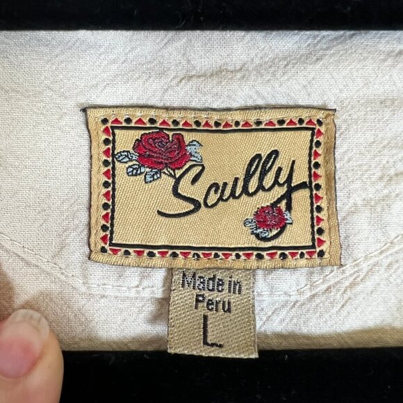 Scully Womens Beige Western Rodeo Fitted Long Sleeve Shirt Embroidered Size M - Picture 5 of 13